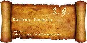 Kersner Gergely névjegykártya